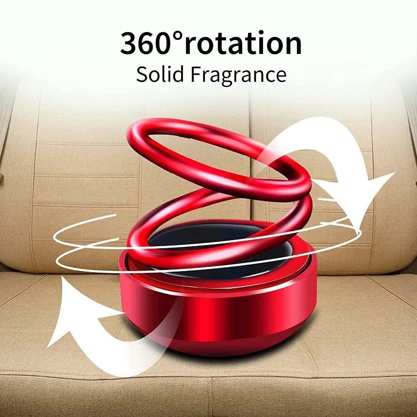 Durable silicone car air freshener with solar rotating feature