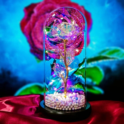 Elegant Rose Light Up Flower in a Glass Dome – A Perfect Romantic Gift for Valentine's Day, Anniversaries, and Special Occasions. LED-Powered Eternal Rose for Home Décor & Unique Gifts.