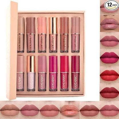 Velvet Matte Liquid Lipstick Set (12 Pcs) – Long-Lasting, Smudge-Proof & Waterproof