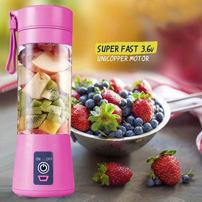 Portable 6-Blade USB Rechargeable Juicer Bottle(380ml)–Smoothies, Milkshakes