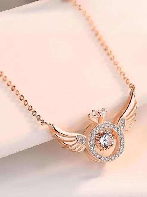 Elegant Rose Gold Angel Wings Pendant Chain – The Perfect Valentine’s Day Gift for Her