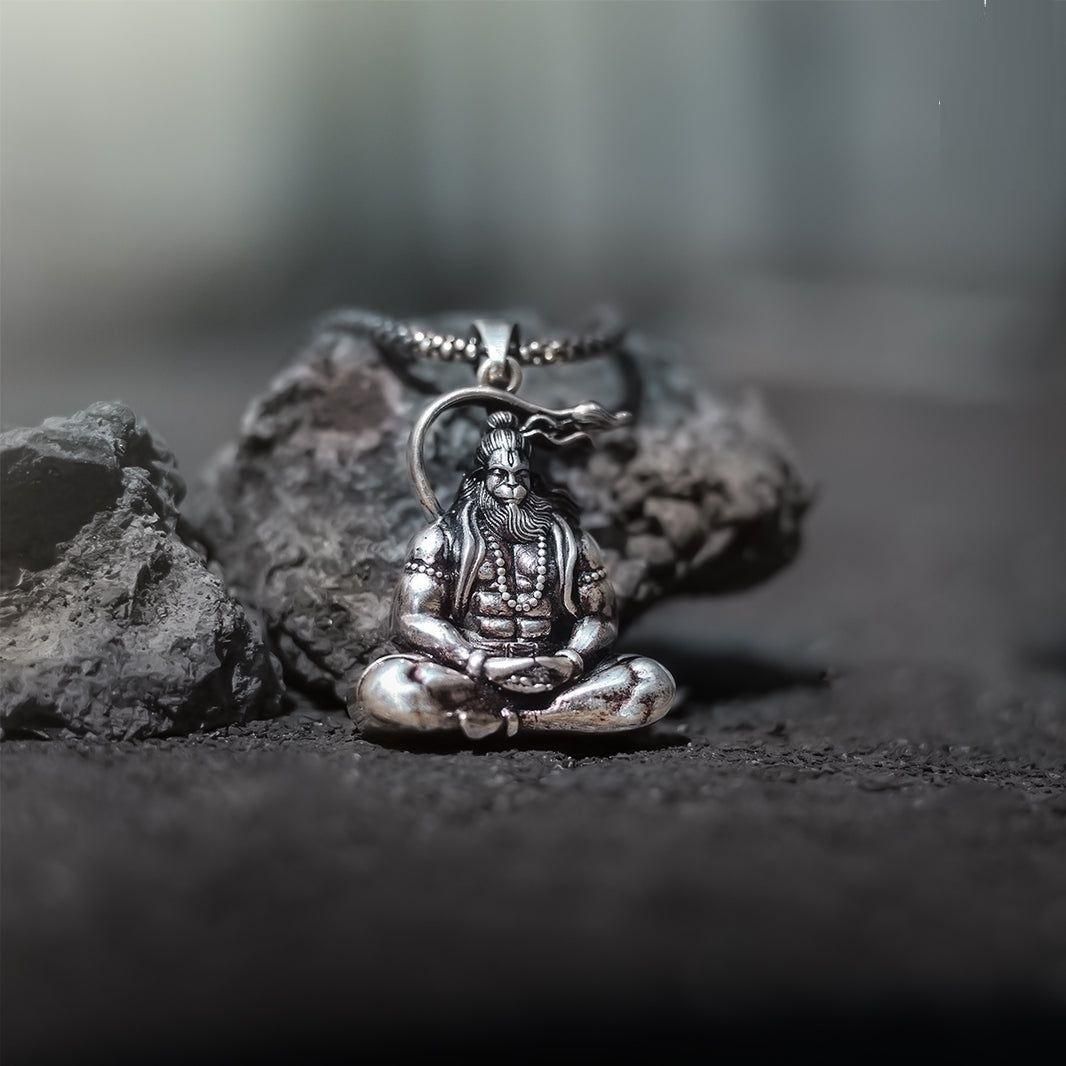 Hanuman Ji Silver Locket With Chain